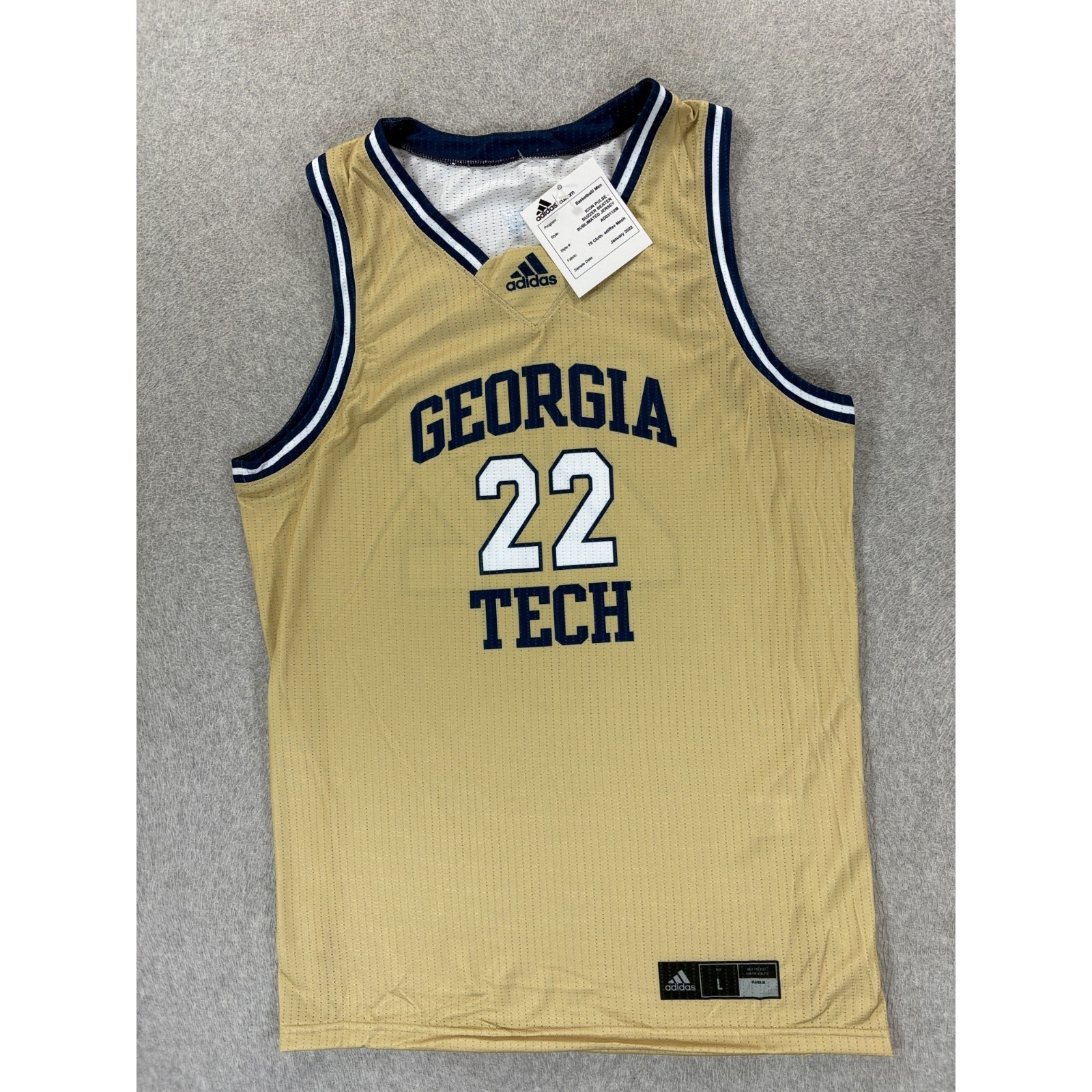 Nwt Georgia Tech Yellow Jackets Icon Basketball Jersey (#22) Men's Large
